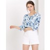 Allegra K Women's Floral Bow Tie Neck Vintage 3/4 Sleeve Blouse - 2 of 4
