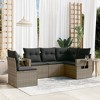 vidaXL 5 Piece Patio Sofa Set with Cushions Gray Poly Rattan - Without Table - 2 of 4