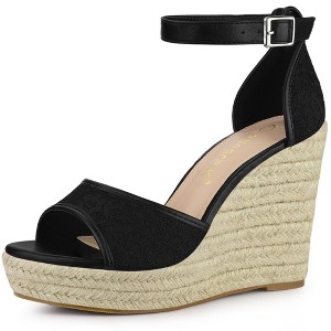 Allegra K Women's Lace Platform Espadrilles Wedge Sandals - 1 of 4