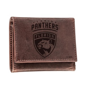 Evergreen NHL Florida Panthers Brown Leather Trifold Wallet Officially Licensed with Gift Box - 1 of 2