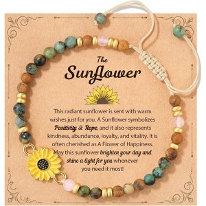 Sunflower Bracelet for Women Symbolizing Positivity Strength and Sunshine, Inspirational Gift with Adjustable Length - 1 of 4