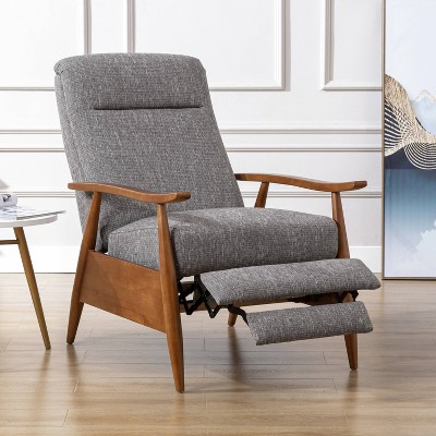 Terni Ashen Grey Performance Fabric Mid-Century Modern Recliner