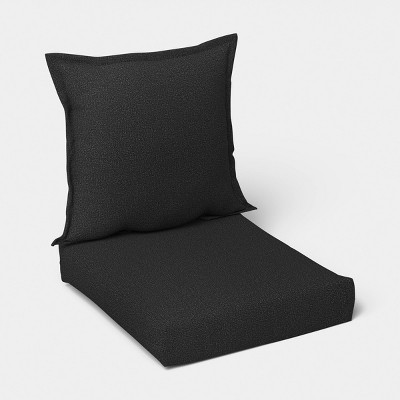 Arden Selections Black Outdoor Deep Seat Chair Cushion Set - Durable, Water Resistant, Floral Pattern
