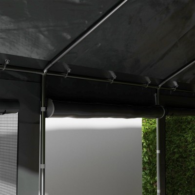 Gray 10' x 20' Portable Carport with Windows and Roll-Up Doors