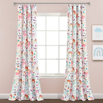 84 X52 Set Of 2 Kids Unicorn Heart Window Curtain Panels White Lush Décor Target