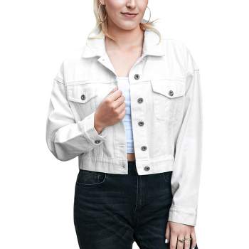 Anna-Kaci Women's Cropped Button Down Denim Jean Jacket with Pockets