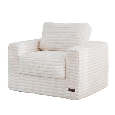 MAXYOYO Giant Bean Bag Chair, Striped Faux Fur Upholstered Floor Sofa with Pillows and Armrests