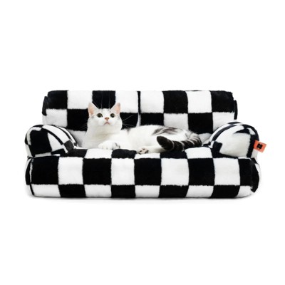 Mewoofun Pet Beds Cozy Soft Plush Fluffy Warm Washable Pet Sleeping Bed, Soft Calming Sofa, for Small Medium Cats Dogs, Multicolored, 26"*19"*13"