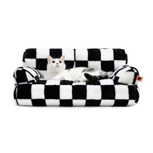 Mewoofun Pet Beds Cozy Soft Plush Fluffy Warm Washable Pet Sleeping Bed, Soft Calming Sofa, for Small Medium Cats Dogs, Multicolored, 26"*19"*13" - 1 of 4