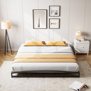 Low Bed Frame, Heavy Duty Metal Platform Full Bed Frame Low Profile, Mattress Foundation, No Box Spring Needed, Noise-Free, Non-Slip - 1 of 4