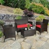 Tangkula 4-Piece Patio Rattan Wicker Conversation Furniture Set Sofa Chair Table Set - 4 of 4