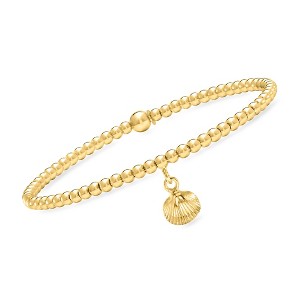 Pure Collection by Ross-Simons Italian 3mm 18kt Gold Vermeil Stretch Bead Bracelet With Seashell Charm - 1 of 4