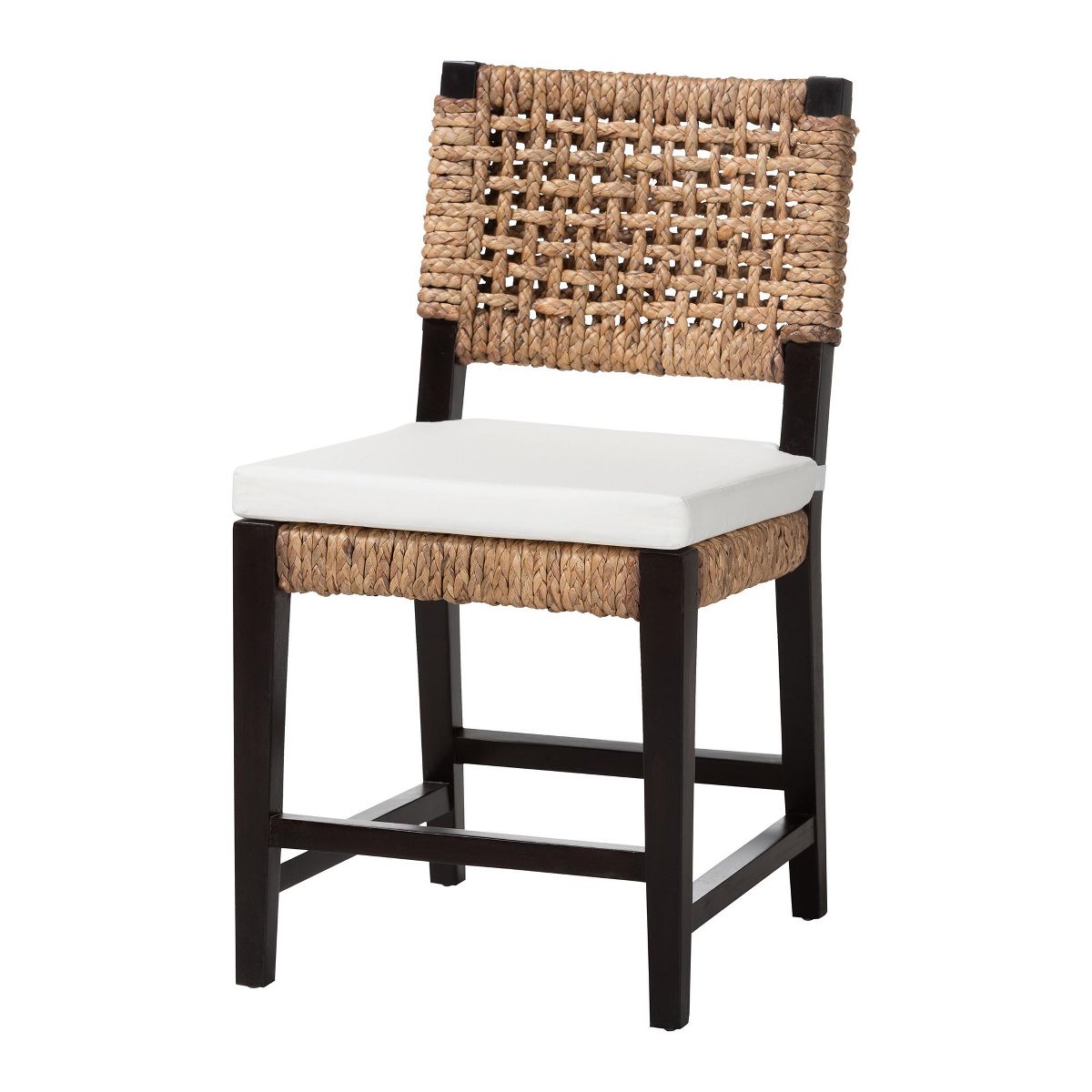 bali & pari Alise Modern Bohemian Dark Brown Mahogany Wood and Seagrass Dining Chair - thumbnail 2