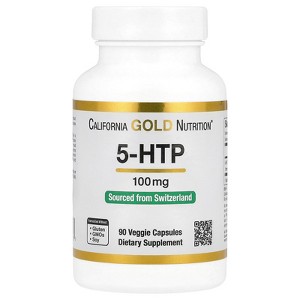 California Gold Nutrition 5-HTP, Mood Support, Griffonia Simplicifolia Extract from Switzerland, 100 mg, 90 Veggie Capsules - 1 of 3