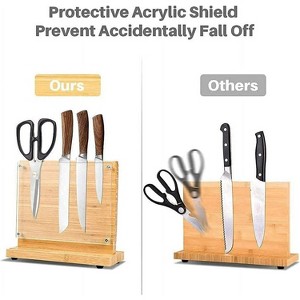LunaLulinlk Knife Block Magnetic Universal Knives Holder Bamboo Knife Stand for Kitchen Cutlery Display Rack and Organizer - 1 of 4