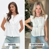 EXLURA Womens Button Down Blouses Casual Ruffle Cap Sleeve Crewneck Summer Peplum Drawstring Tops - 2 of 4