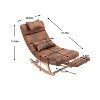 Solid Wood Ergonomic Coffee Rocking Chair, PU Accent Chair with Retractable Footrest - Maison Boucle - 4 of 4
