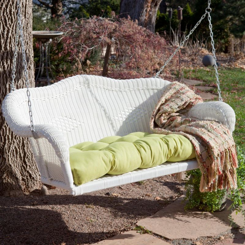 Northlight 28" x 50" Hand Woven Wicker Outdoor Porch Swing - White, 2 of 4