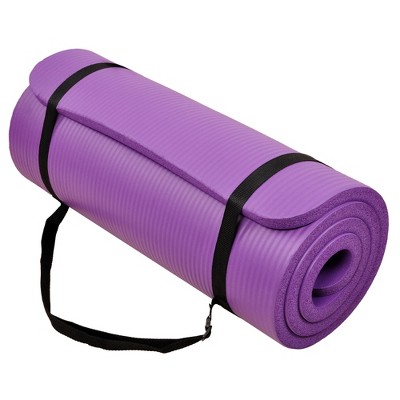 Signature Fitness 1 Extra Thick Exercise Fitness Yoga Mat & Carry Strap, Purple