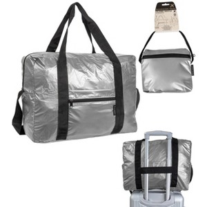 Boarding Pass Recycled Metallic Foldable & Packable Pouch Duffel Travel Bag - 1 of 4