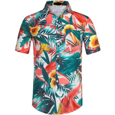 Lars Amadeus Men's Summer Floral Print Short Sleeve Button Down Beach Hawaiian Casual Shirt