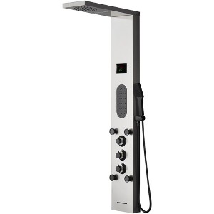 BWE 5-jet shower panel system with rain shower head and shower rail, shower tower with LED light - 1 of 4