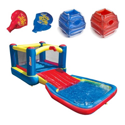 Colorful Inflatable Water Park with Gloves and Bumpers