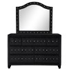 Sophia Modern Style Crystal Tufted Upholstery Mirror (INCLUDES MIRROR ONLY) made with Wood in Black same as G150108574 (NJ inventory) - 4 of 4