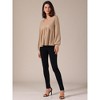 INSPIRE CHIC Women's Knit Peplum V Neck Long Lantern Sleeve Ruffle Hem Sweater - 2 of 4
