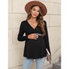 YesFashion Women’s Maternity Shirts Long Sleeve Nursing Tops V Neck Patchwork Breastfeeding Shirts Pregnancy Clothes - 2 of 4