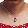 Haus of Brilliance Silver Purple Amethyst and Diamond Accent Fleur De Lis Pendant Necklace - 4 of 4
