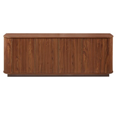 Lirago Natural Solid Wood Accent Cabinet with Doors 64''W x 15''D x 24''H MultiFunctional Storage TV Stand