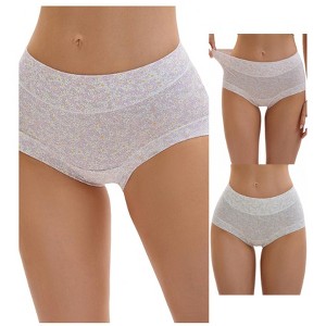 INSPIRE CHIC 3 Packs Women's Cotton Floral Printed High Waisted Full Coverage Tummy Underwear - 1 of 4