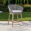 HomeRoots 38" Light Gray Solid Wood Low back Outdoor Bar Height chair with Footrest - 2 of 4
