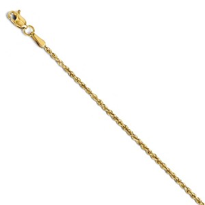 Black Bow Jewelry 1.5mm 14k Yellow Gold Solid Diamond Cut Rope Chain Bracelet & Anklet - 1 of 4