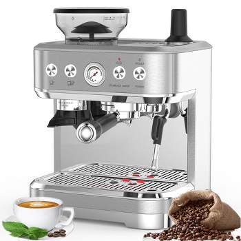 15 Bar Semi-Automatic Espresso Machine Coffee Maker with Grinder & Milk Steamer