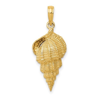 Black Bow Jewelry 14k Yellow Gold 2D Conch Shell Pendant