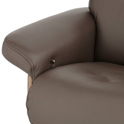 Chocolate Faux Leather Swivel Recliner with Ottoman