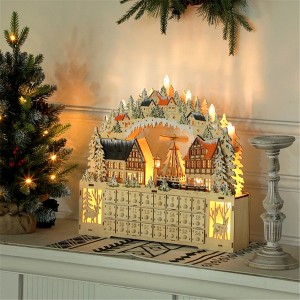 SEVOBAL Decorative Holiday Scene Props Christmas Village Advent Calendar Holiday Countdown Display, Gold, 20.08"*5.91"*19.29" - 1 of 4