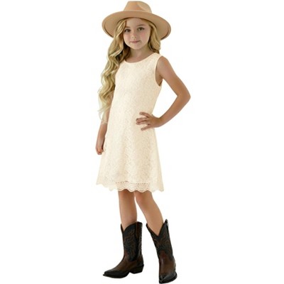 2Bunnies Girls' Boho Rustic Garden Lace Flower Girl Dress