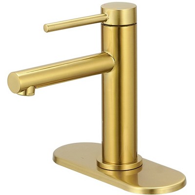 BWE Single-Handle Single Hole Low-Arc Bath Faucet with Drain Assembly Drip-Free Vanity Sink Faucet