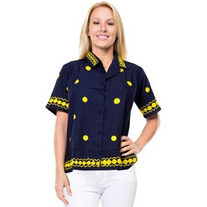 LA LEELA Womens's Casual Blouse Shirt Blouses Button Down Short Sleeve Dress Tops Tee Shirts Hawaiian Dresses for Women - 1 of 3