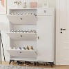 ELECWISH Shoe Cabinet with Doors, Slim Freestanding Shoe Storage Cabinet, 22 Pair Shoe Rack Organizer with 3 Flip Drawers for Entryway - 2 of 4
