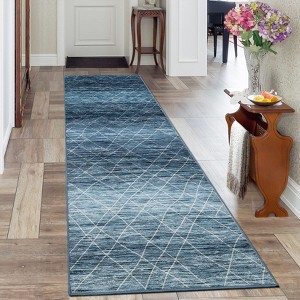 Modern Abstract Striped Area Rugs for Living Room Bedroom Machine Washable Low Pile Non Slip Foldable Carpet Indoor Soft Room Decor - 1 of 4