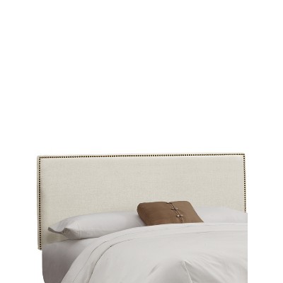 King Bella Nail Button Border Headboard Talc Linen with Brass Nailbuttons - Skyline Furniture