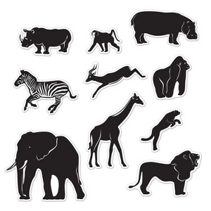 Beistle Jungle Animal Silhouettes, 6.75"-15.25", (20/Pkg) Multicolored - 1 of 1