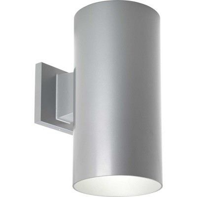 White Porcelain Cylinder Outdoor Wall Light with Antique Bronze Finish