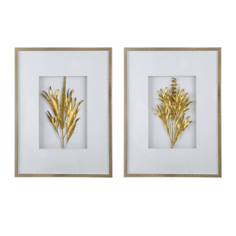 Set of 2 Botanical Leaves Wall Arts Gold - A&#38;B Home, 3 of 5