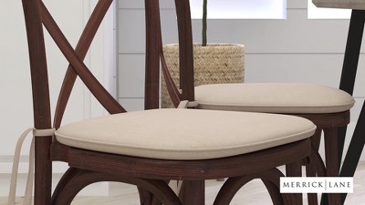 Early American Finish Wooden Cross Back Bistro Dining Chair with Cushion