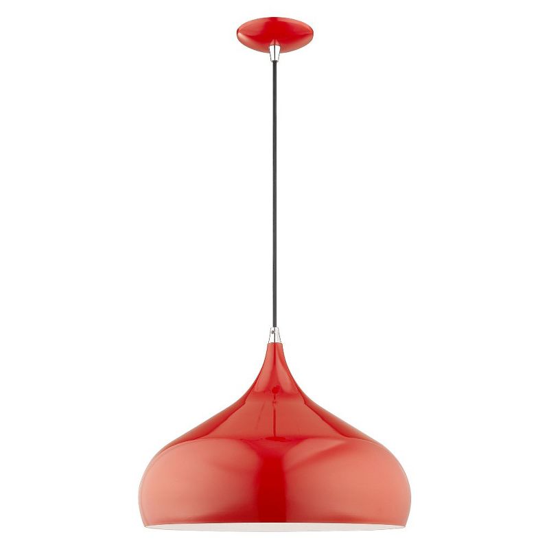 Livex Lighting Metal Shade 1 - Light Chandelier in  Shiny Red, 1 of 2